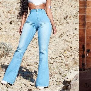 Valentina Blue Flare Wide Leg Jeans